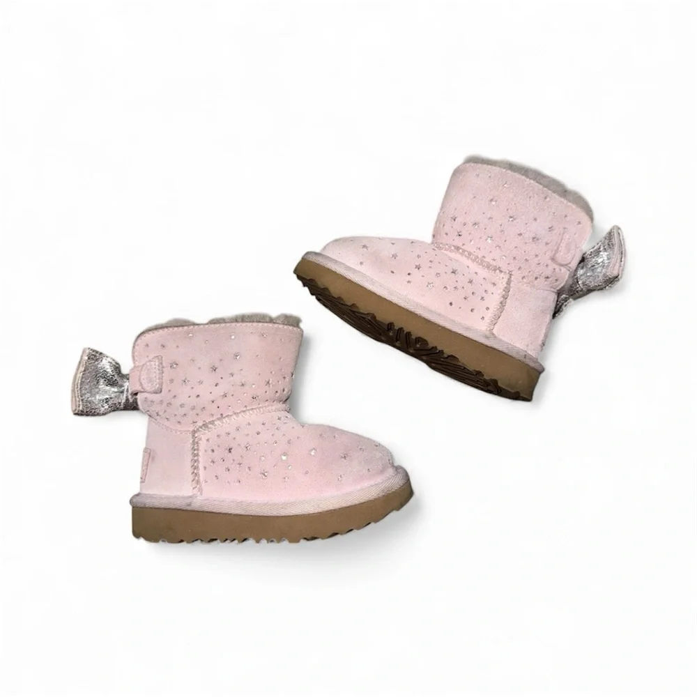 UGG Pink Boots with Silver Bow